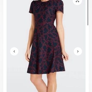 Draper James Navy and Red Patterned Dress